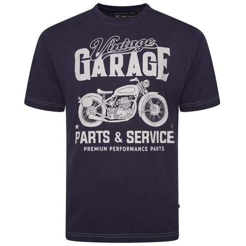 KAM Vintage Print T-Shirt Navy